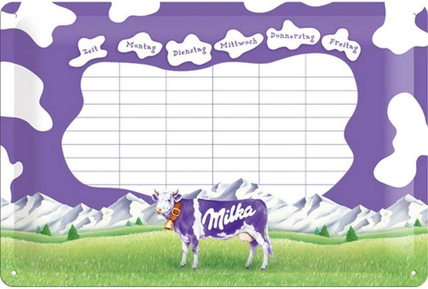 BLECHSCHILD 20/30 cm Milka Wochenplaner - Multicolor, Metall (30/20/0.2cm) - Nostalgic-Art