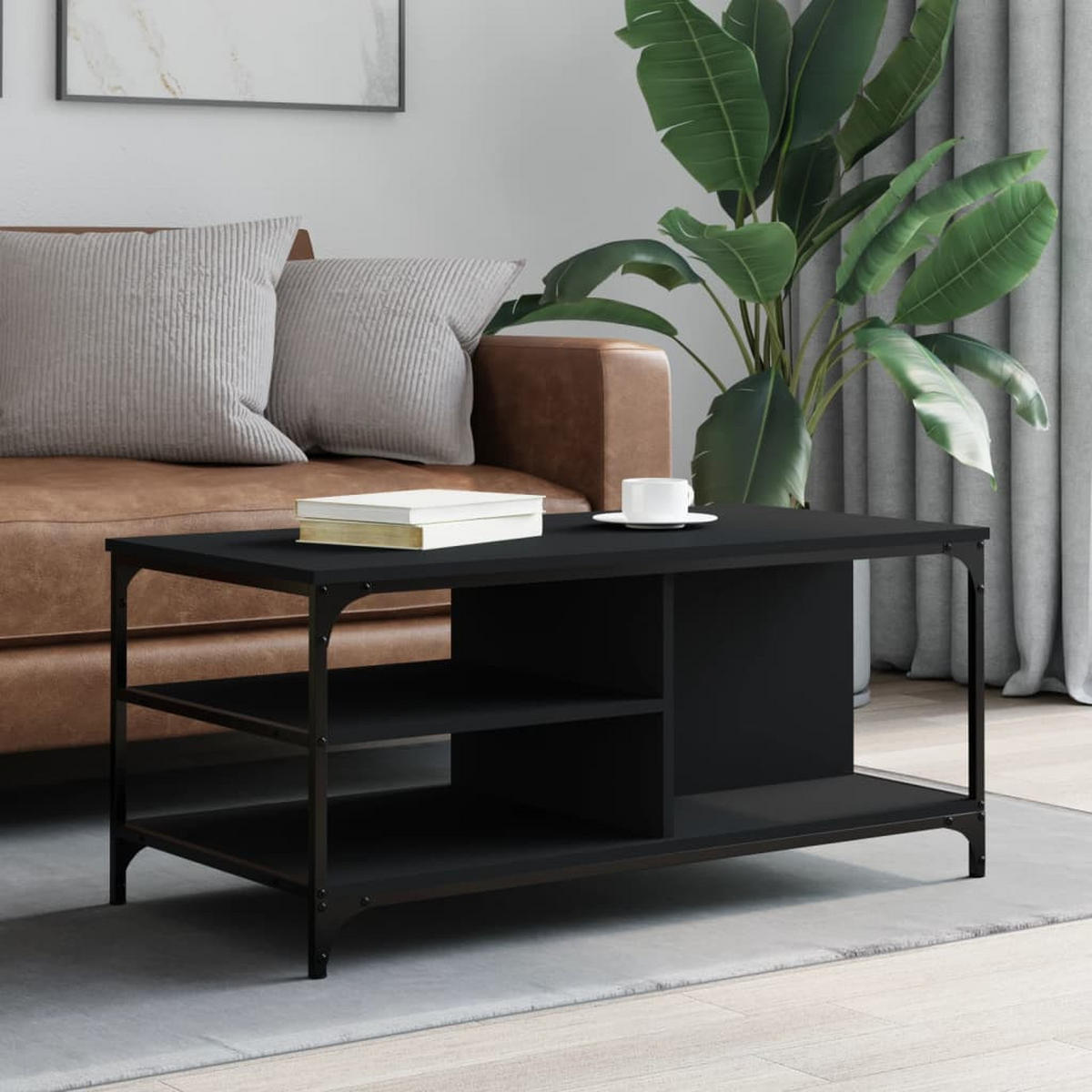 COUCHTISCH Schwarz 100x50x45 cm Holzwerkstoff - Schwarz, Holzwerkstoff (100/50/45cm) - furnicato