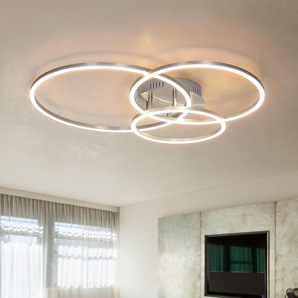 LED DECKENLEUCHTE MUNNI Silber Metall - Silberfarben, Metall (68/55/10cm) - Globo Lighting