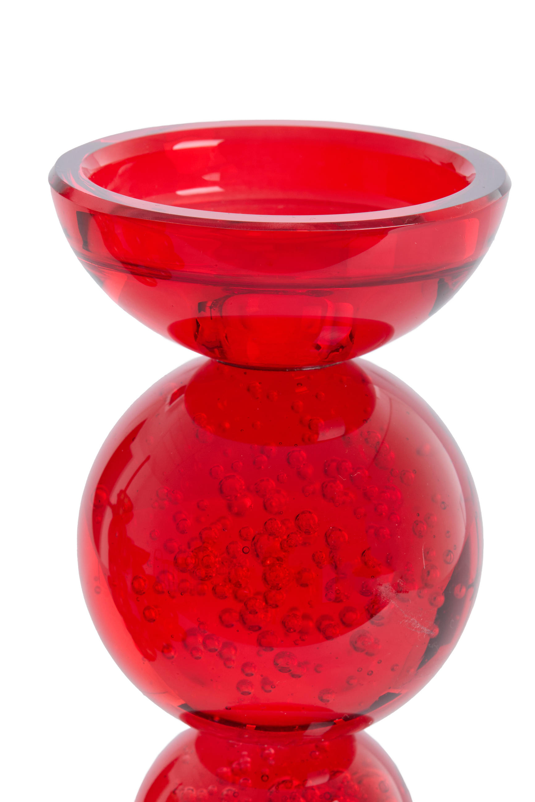KERZENHALTER Itinga Rot Ø9,5/15,5 cm - Dunkelrot, Glas (9.5/15.5/9.5cm) - Light & Living
