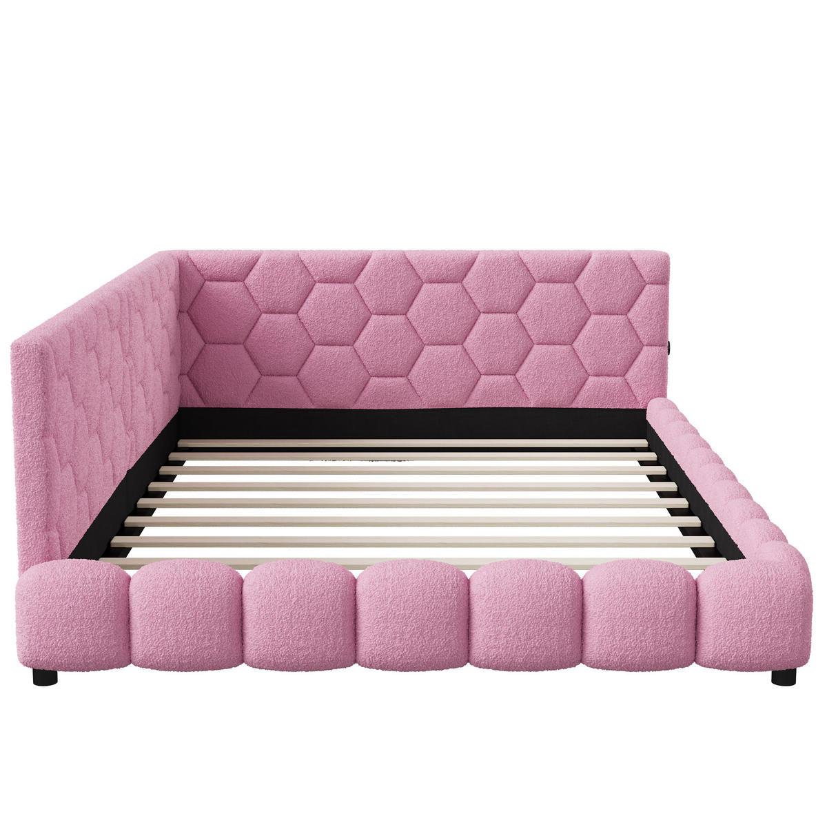 POLSTERBETT 140x200 cm, Rosa, LED-Beleuchtung und USB-Anschluss, Tagesbett Schlafsofa - Rosa, Textil/Metall (140/200cm)