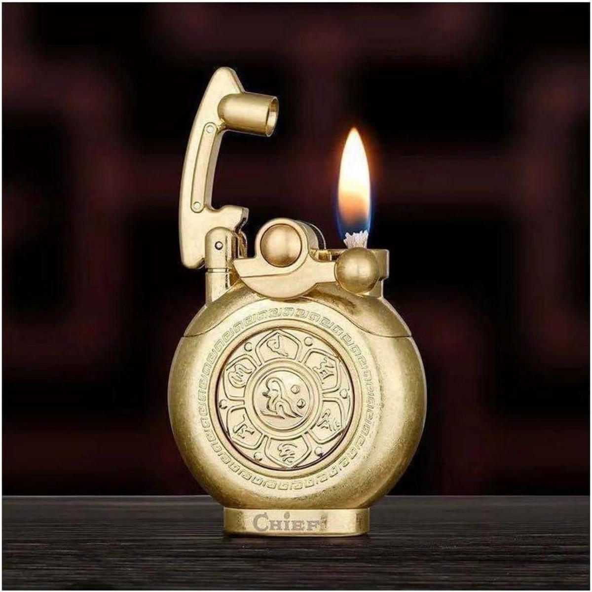 FEUERZEUG Vintage Gold - Goldfarben, Metall (4/1.2/7cm)
