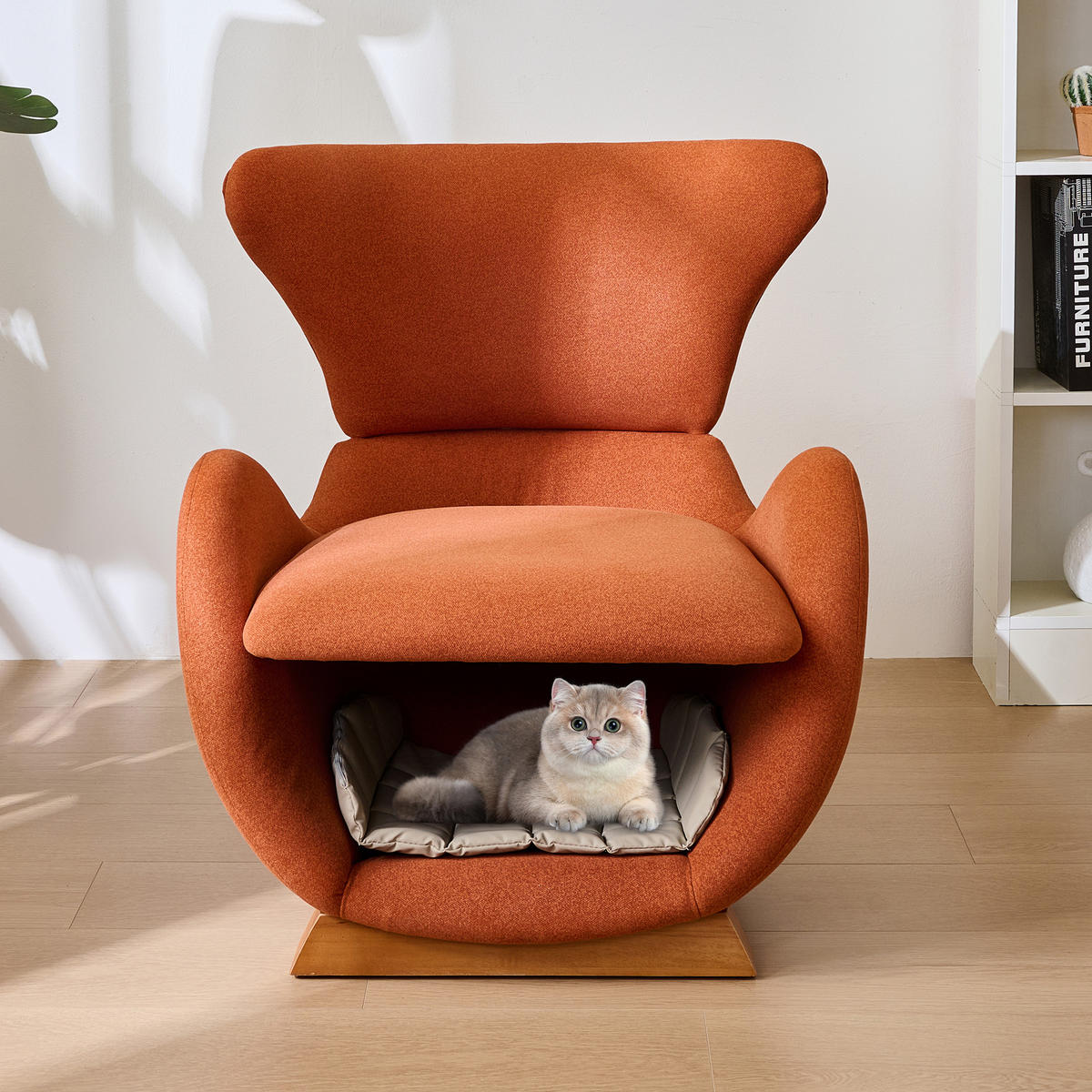 SESSEL DE-33436 mit Walhai-Look mit Haustierhöhle Ziegelrot - Orange, Holzwerkstoff (69/76/66cm)
