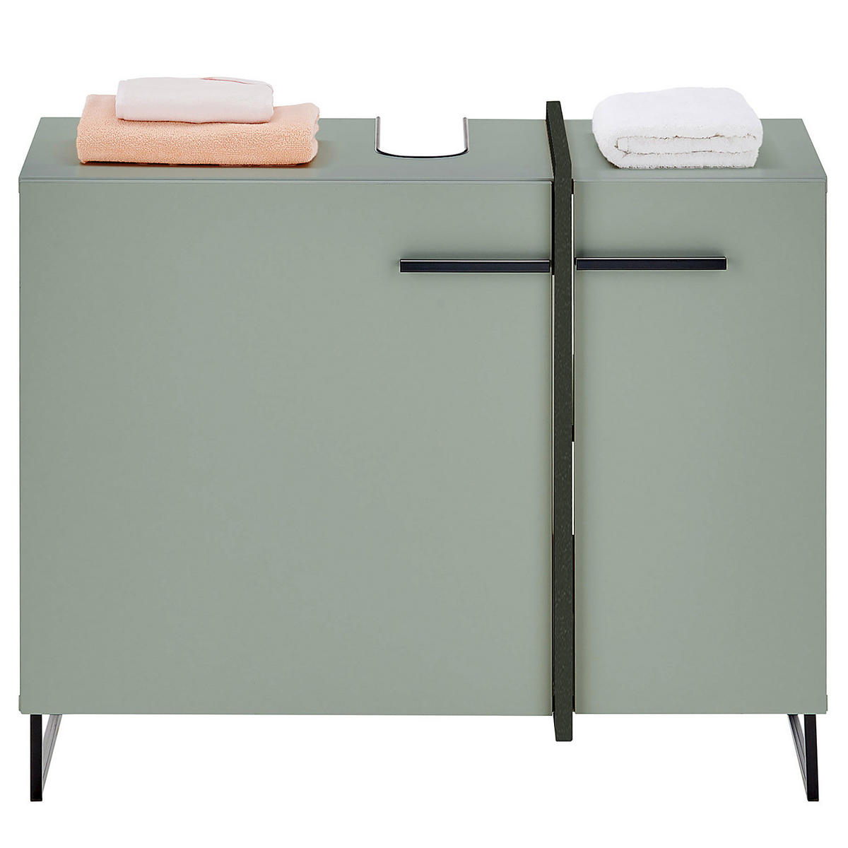 WASCHBECKENUNTERSCHRANK - Mintgrün/Grau, Holzwerkstoff (80/64/41cm) - home24