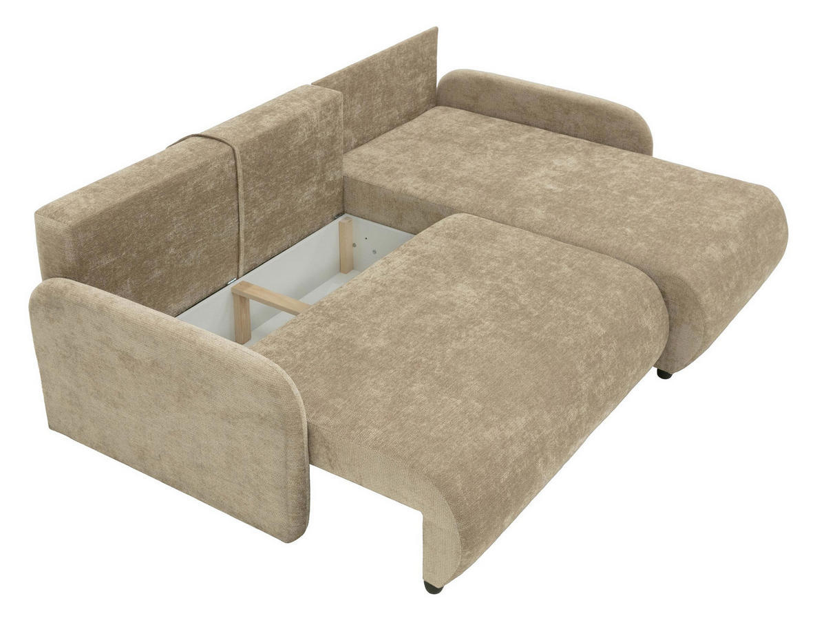ECKSCHLAFSOFA Nest - Creme/Schwarz, Holz/Kunststoff (233/160cm) - MIRJAN24