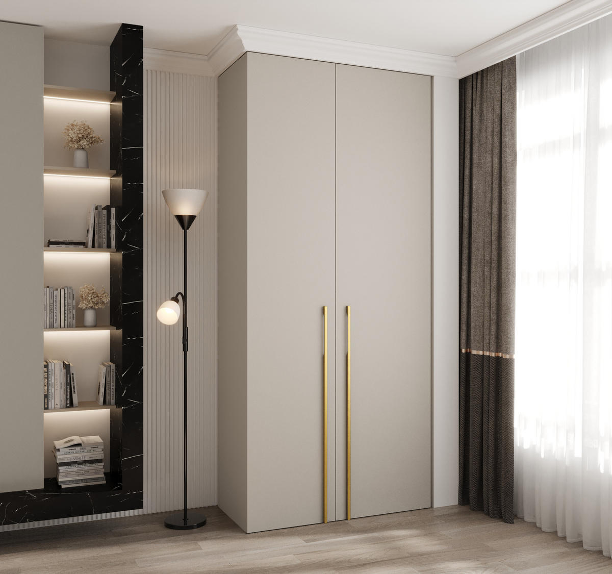DREHTÜRENSCHRANK 245,5/110/50 2-türig - Kaschmir/Goldfarben, Holz/Metall (110/245.5/50cm) - Abiks Möbel