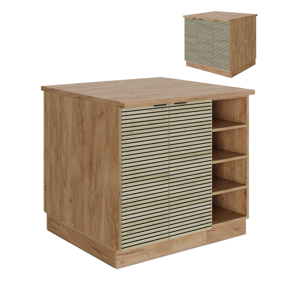 KUCHYŇSKÝ OSTROV Fame-Line Dubový panel - medově dubová/barva dubu, kompozitní dřevo (90/82/60cm) - Vicco