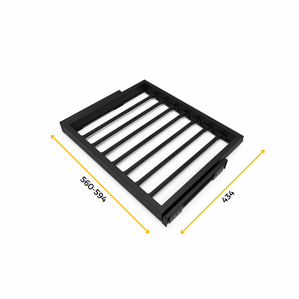 HOSENTRÄGER und sanft schließendem Gleitrahmen für Kleiderschränke, verstellbar, Modul 600mm, Schwarz texturiert 7er-set - Schwarz, Metall (55/15/52.5cm) - EMUCA