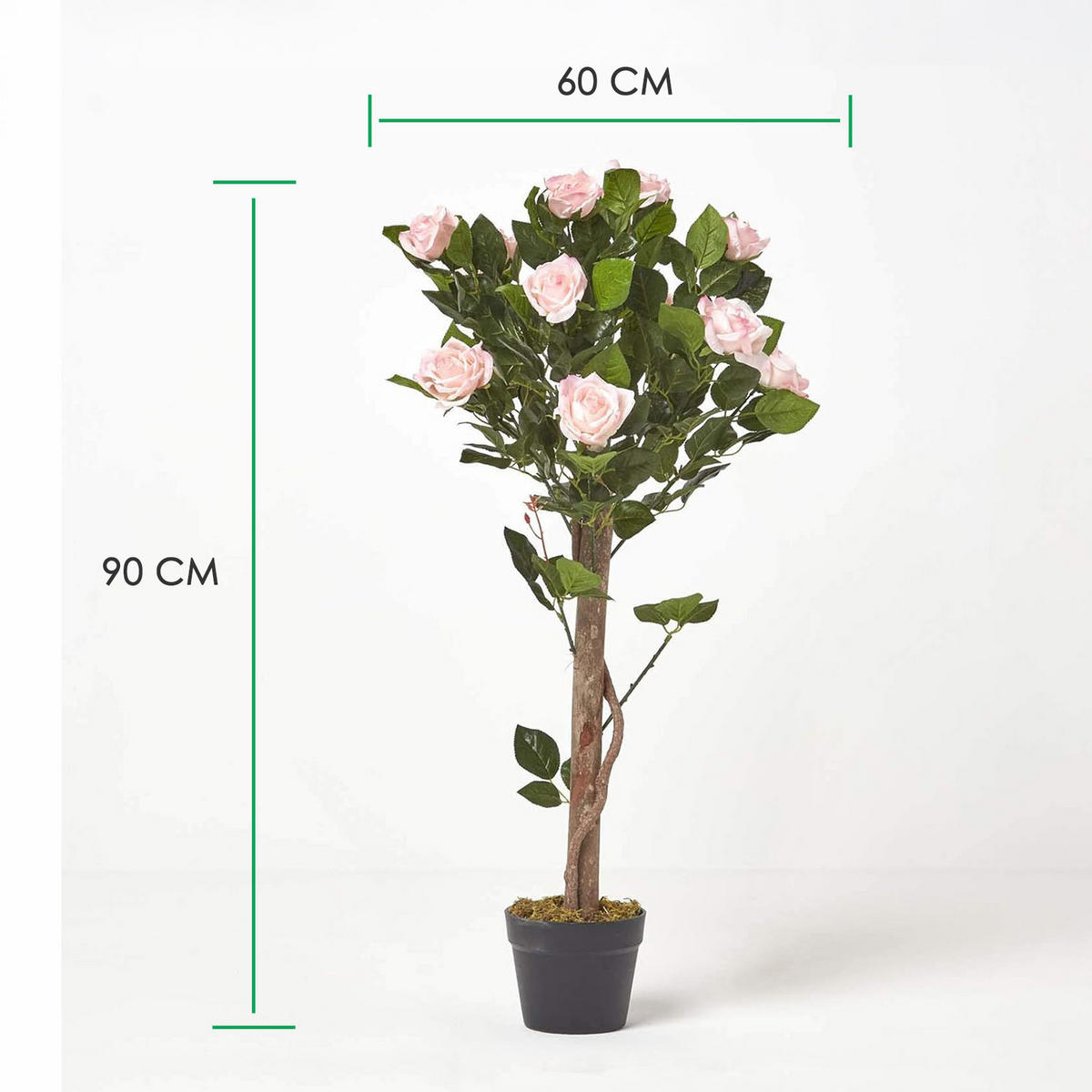 KUNSTBAUM Rosenstock rosa, 90 cm - Rosa, Kunststoff (90cm) - Homescapes