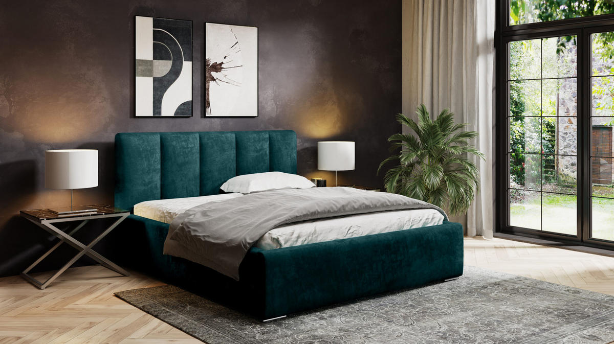 POLSTERBETT mit Bettkasten Avinion 140x200 cm, Türkis - Türkis, Textil (140/200cm) - Meblito