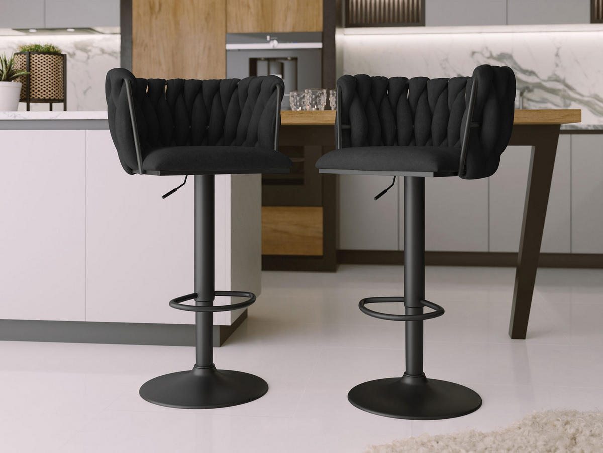 BARHOCKER-SET Muz BK-1142/CM (2 Stück in Samt) - Schwarz, Textil/Metall (50/85/52cm) - MIRJAN24