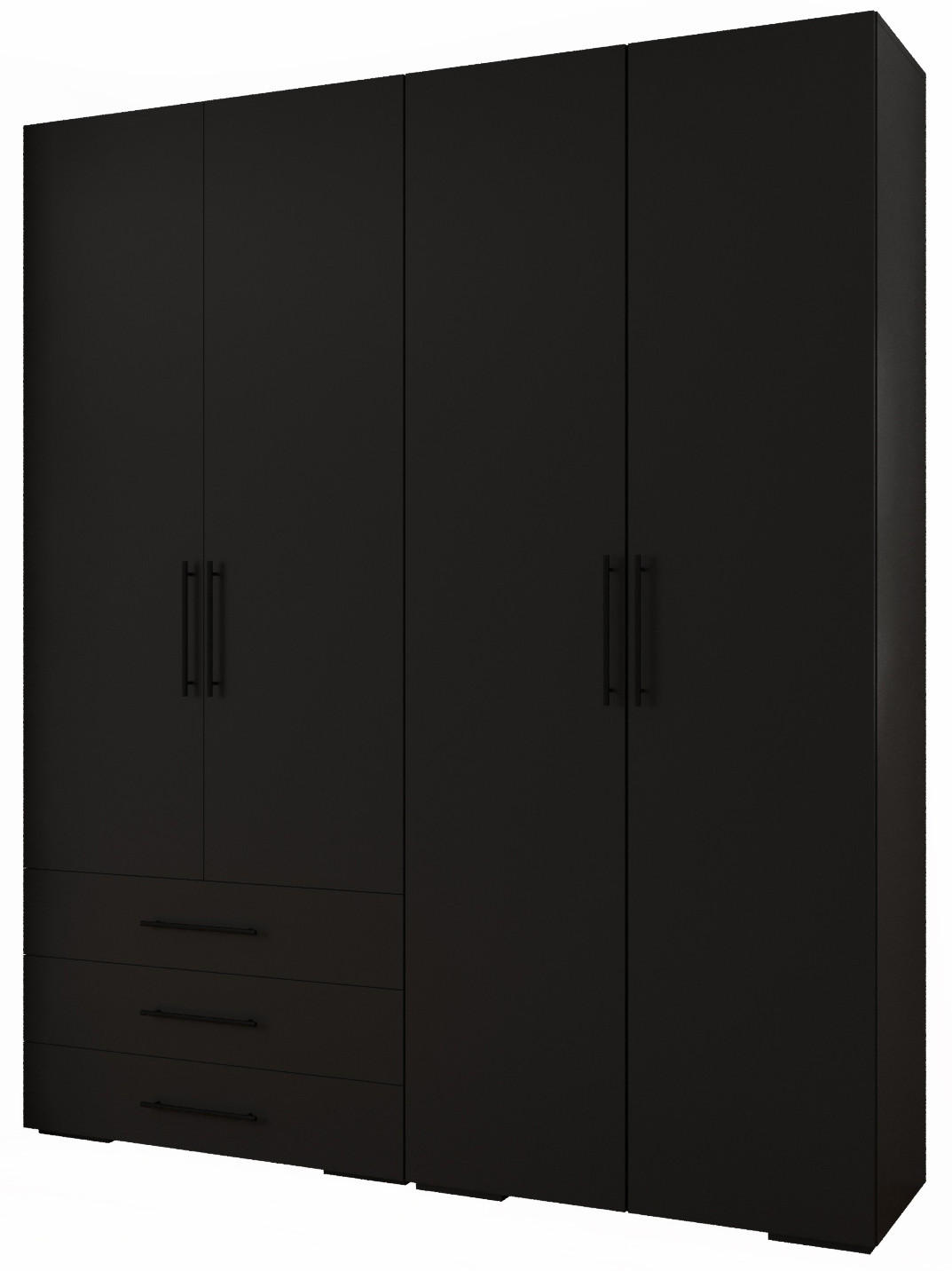 Abiks Möbel Garderoben-Set Schwarz, Schwarz 200x236.7x47 cm