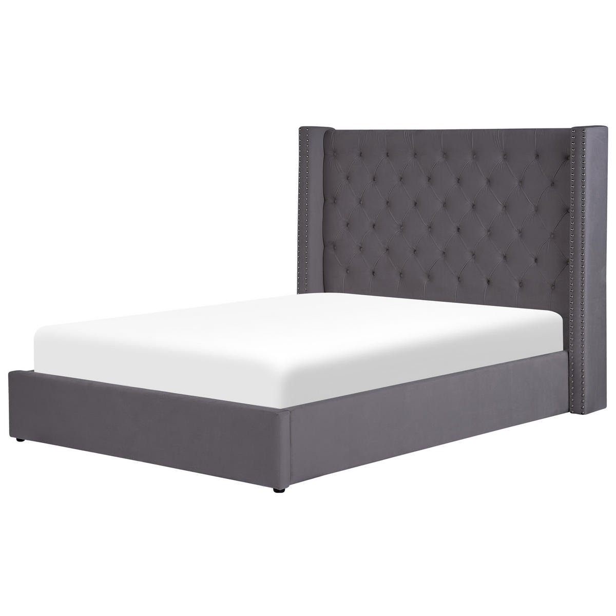 POLSTERBETT 140/200cm Grau Lubbon - Grau, Textil (140/200cm) - Beliani