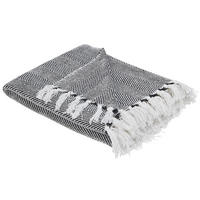 DECKE Schwarz Tangier 130/130 cm - Schwarz, Naturmaterialen/Textil (130/160cm) - Beliani