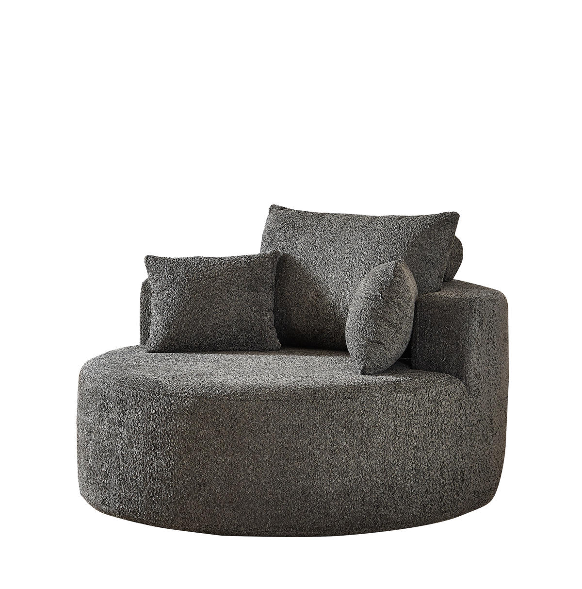 SESSEL ohne Montage mit Rückenlehnenkissen und Zylinderkissen aus Chenille, Grau - Grau, Textil (127/85/127cm) - Redom
