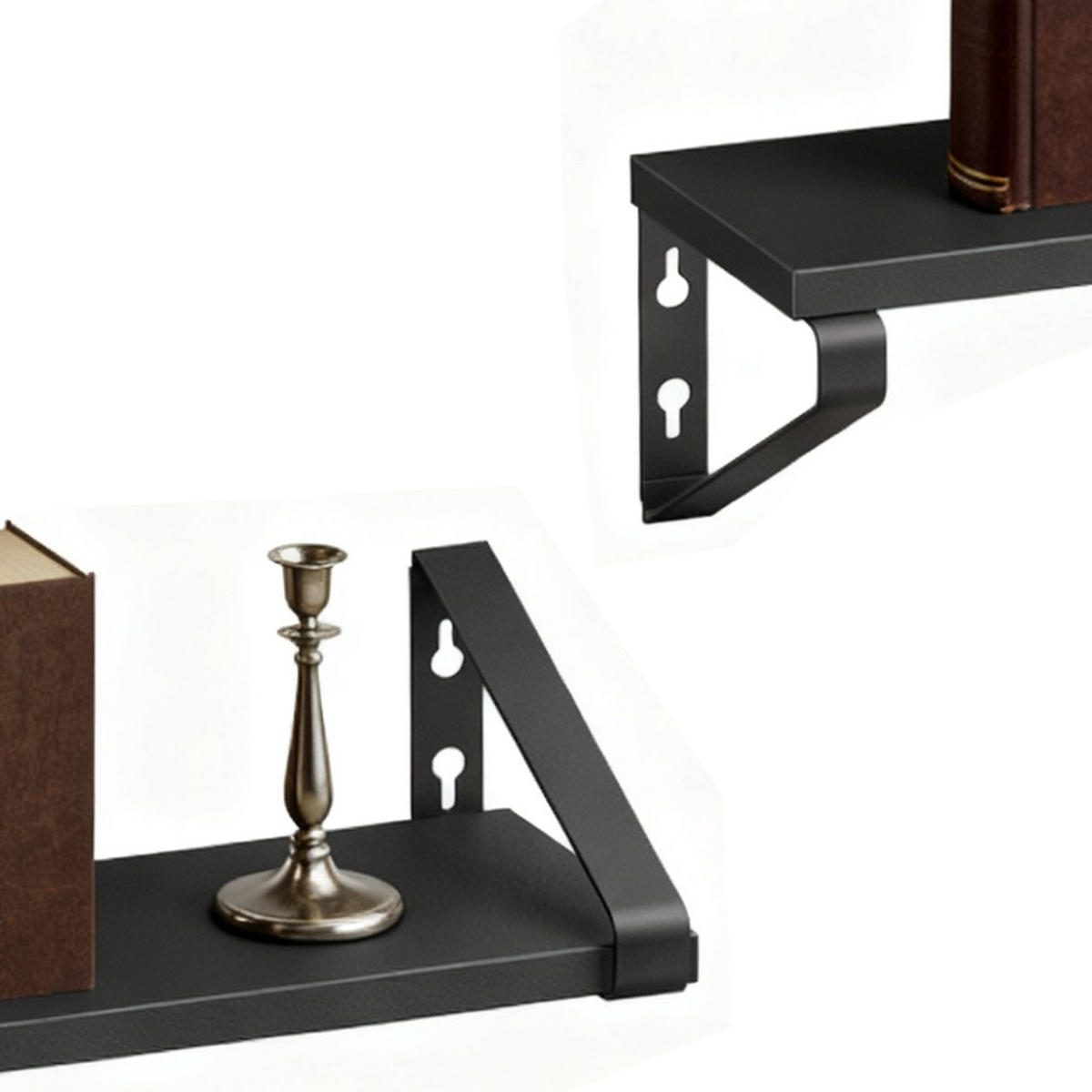 WANDREGAL-SET - Schwarz, Holzwerkstoff/Metall (40/11/12cm) - Relaxdays