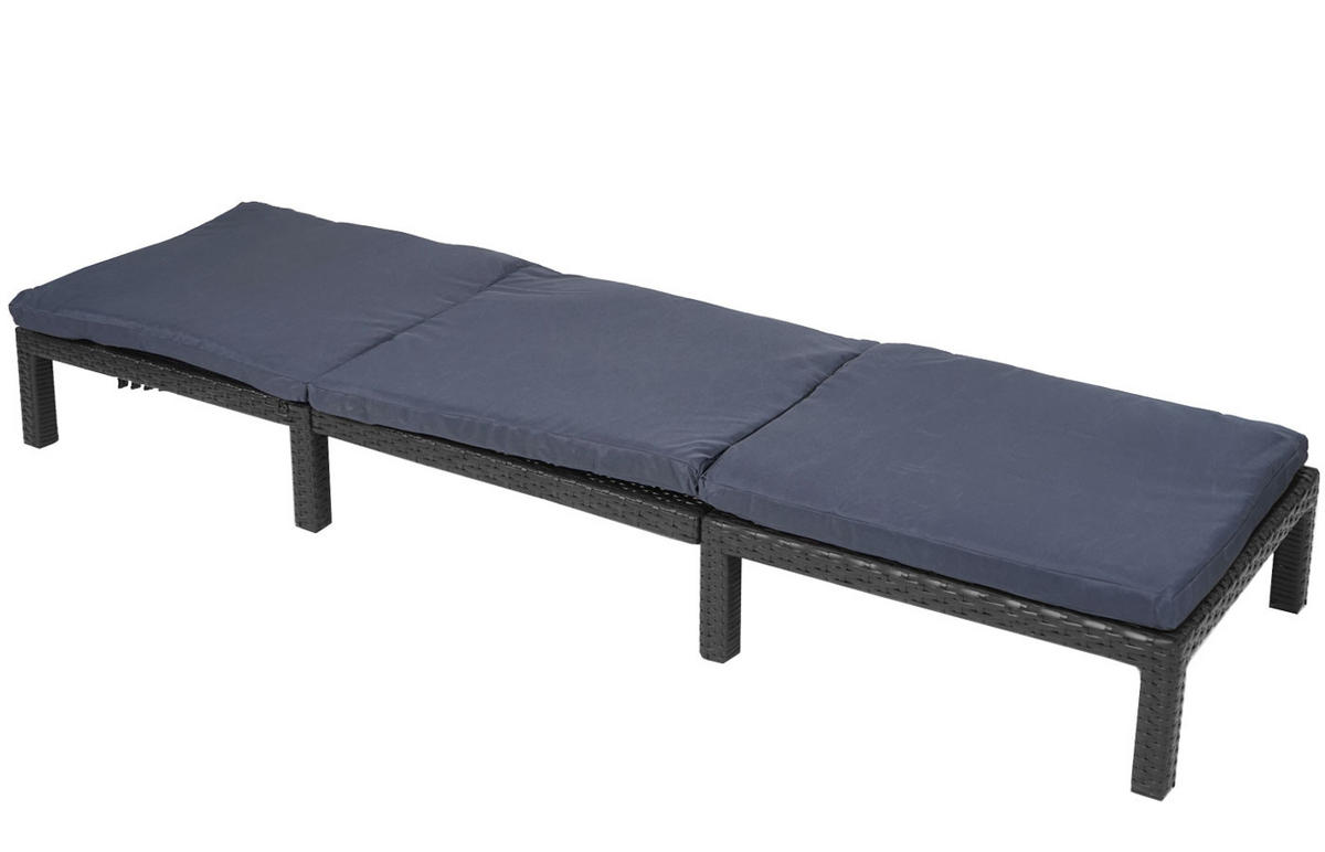 POLY-RATTAN SONNENLIEGE BASIC Anthrazit, Grau - Anthrazit/Grau, Kunststoff (60/71/198cm) - MCW