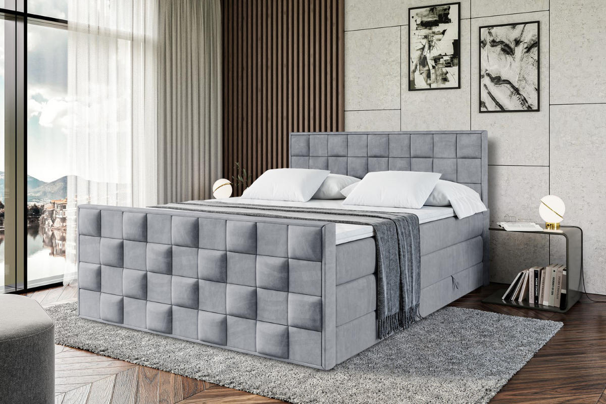 BOXSPRINGBETT ZAFIRA KING - 120 x 200 - H3/H4 - Grau - Grau, Holzwerkstoff (120/200cm) - ALTDECOR