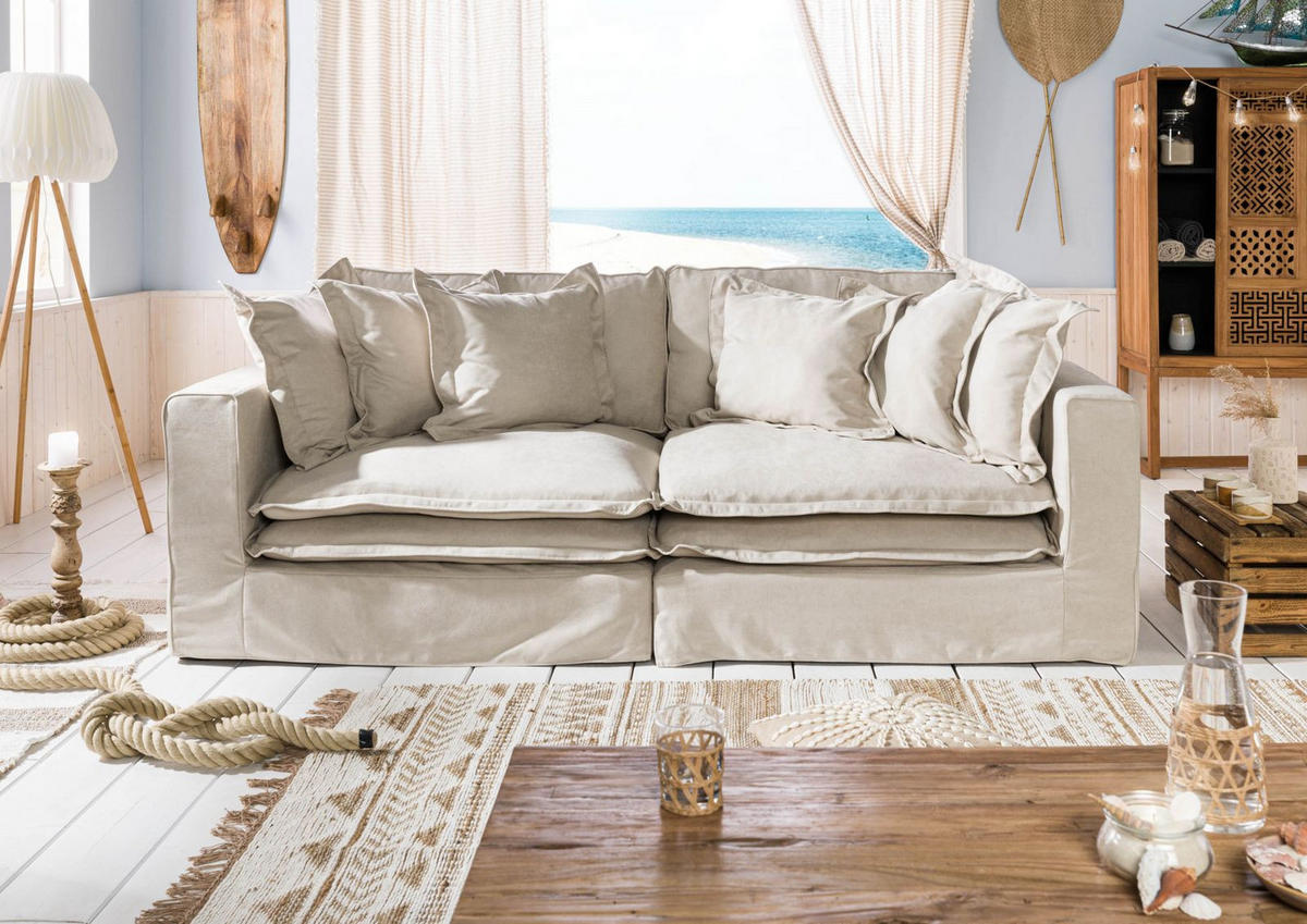 SOFA 2-Sitzer 238x117x90 beige SYLT - Beige, Kunststoff (238/90/117cm) - Massivmoebel24