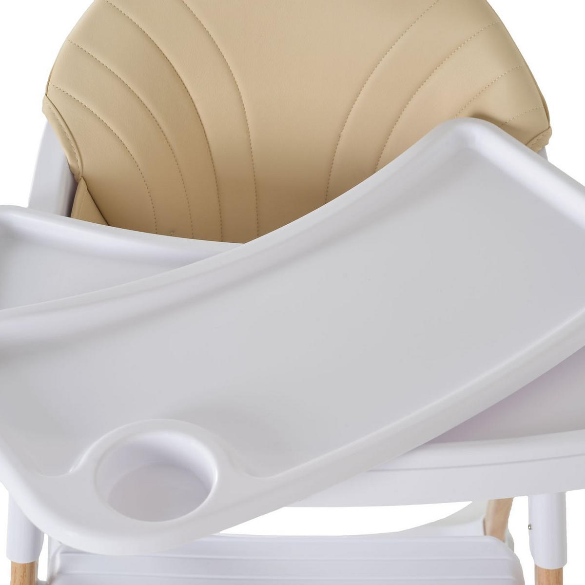 KINDERHOCHSTUHL Almond beige Holzoptik klappbar Doppeltablett Sicherheitsgurt - Beige, Metall (54/84/64cm) - Cangaroo