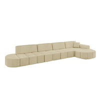 ECKSOFA Ottomane Rechts LIVO-L3 - 422x173x79,5 cm Beige - Beige, Holzwerkstoff/Textil (422/173cm) - ALTDECOR