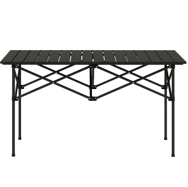 CAMPINGTISCH 95/55/50 cm klappbar mit rollbarer Tischplatte, X-Gestell aus Aluminium, Schwarz - Schwarz, Metall (95/55/50cm) - Redom