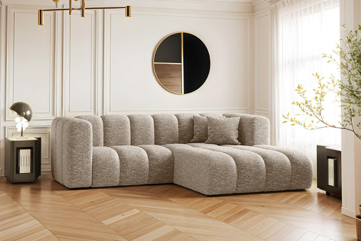 ECKSOFA L-form Sofa Grand modular stoff Haga Beige Rechts - Beige, Holz (227/179cm) - Kaiser Möbel