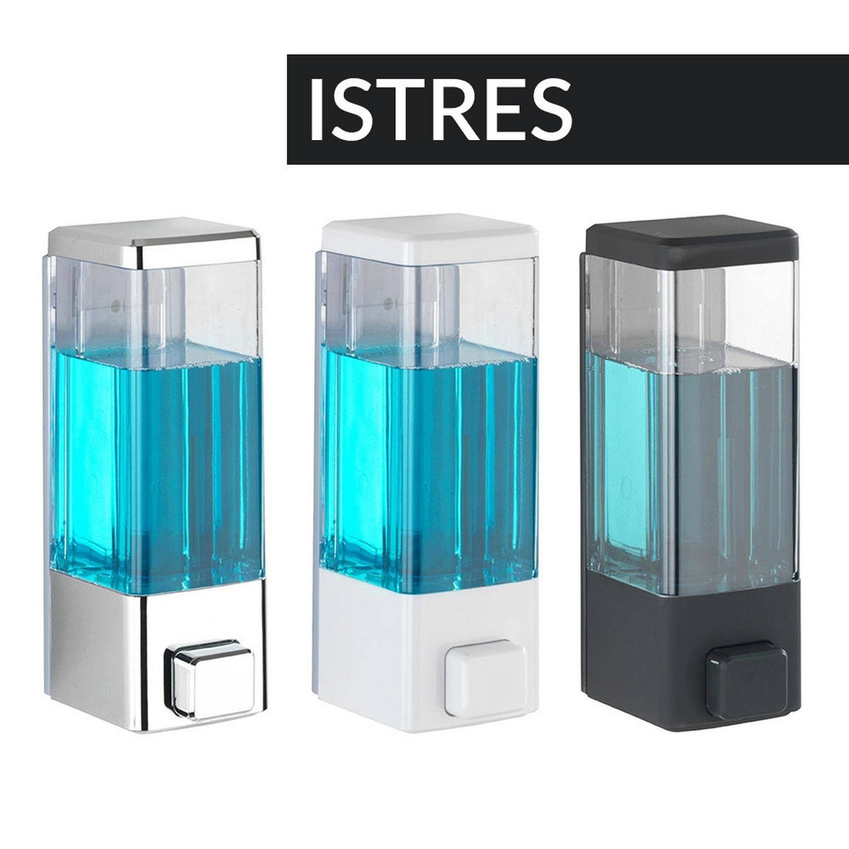 SEIFEN- und Desinfektionsmittelspender Istres 320 ml 7,5/6/18,5 cm - Silberfarben, Kunststoff (6/18.5/7.5cm) - Wenko