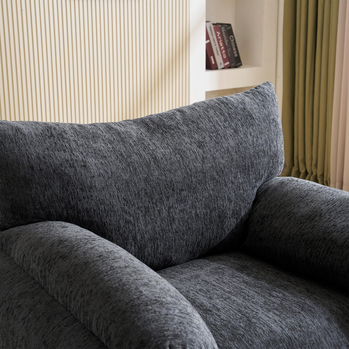 SESSEL Chenille mit breiter Sitzfläche 96/82/84 cm Grau - Grau, Textil (82/84/96cm) - Redom