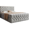 BOXSPRINGBETT Aurora mit Bettkasten, Hellgrau Samt 160x200 cm – inkl. H3 Matratze und Topper - Hellgrau/Schwarz, Holzwerkstoff/Kunststoff (160/200cm) - WFL GROUP
