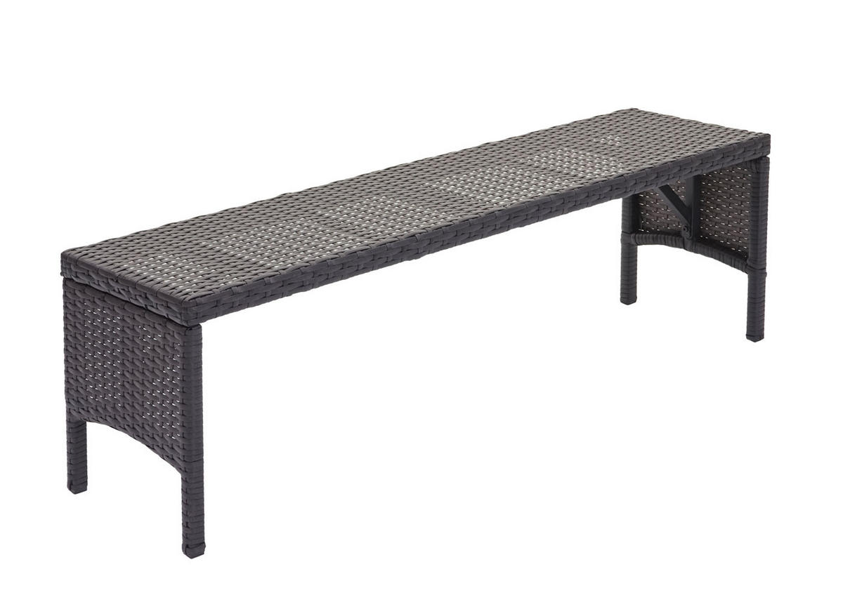 POLY-RATTAN SITZBANK Schwarz - Schwarz, Kunststoff (112/35/30cm) - MCW