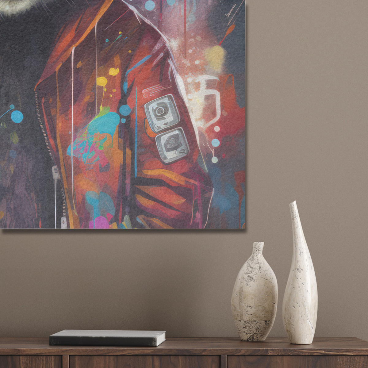 AKUSTIKBILD Panda - Jacke - Graffiti - Orange Akustikpaneele 80x80 cm - Orange, Kunststoff (80/80/0.9cm) - MuchoWow