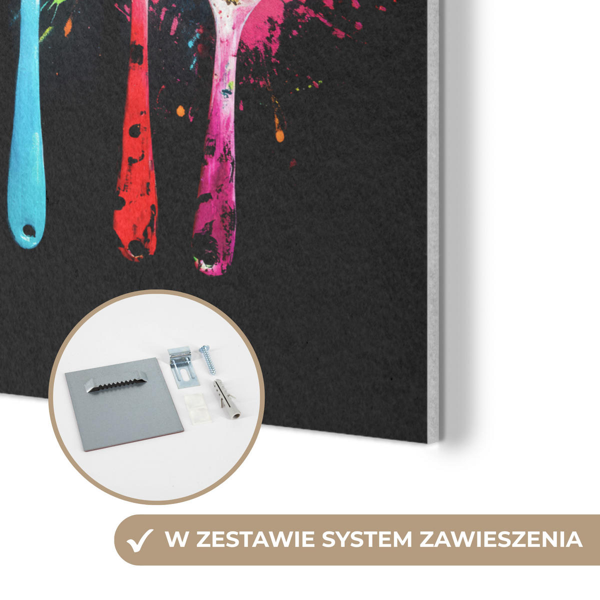 AKUSTIKBILD Löffel - Gewürze - Modern - Graffiti - Farbe - Farbenfroh Wandbild Wohnzimmer 100x70 cm - Multicolor, Textil (100/70/0.9cm) - MuchoWow