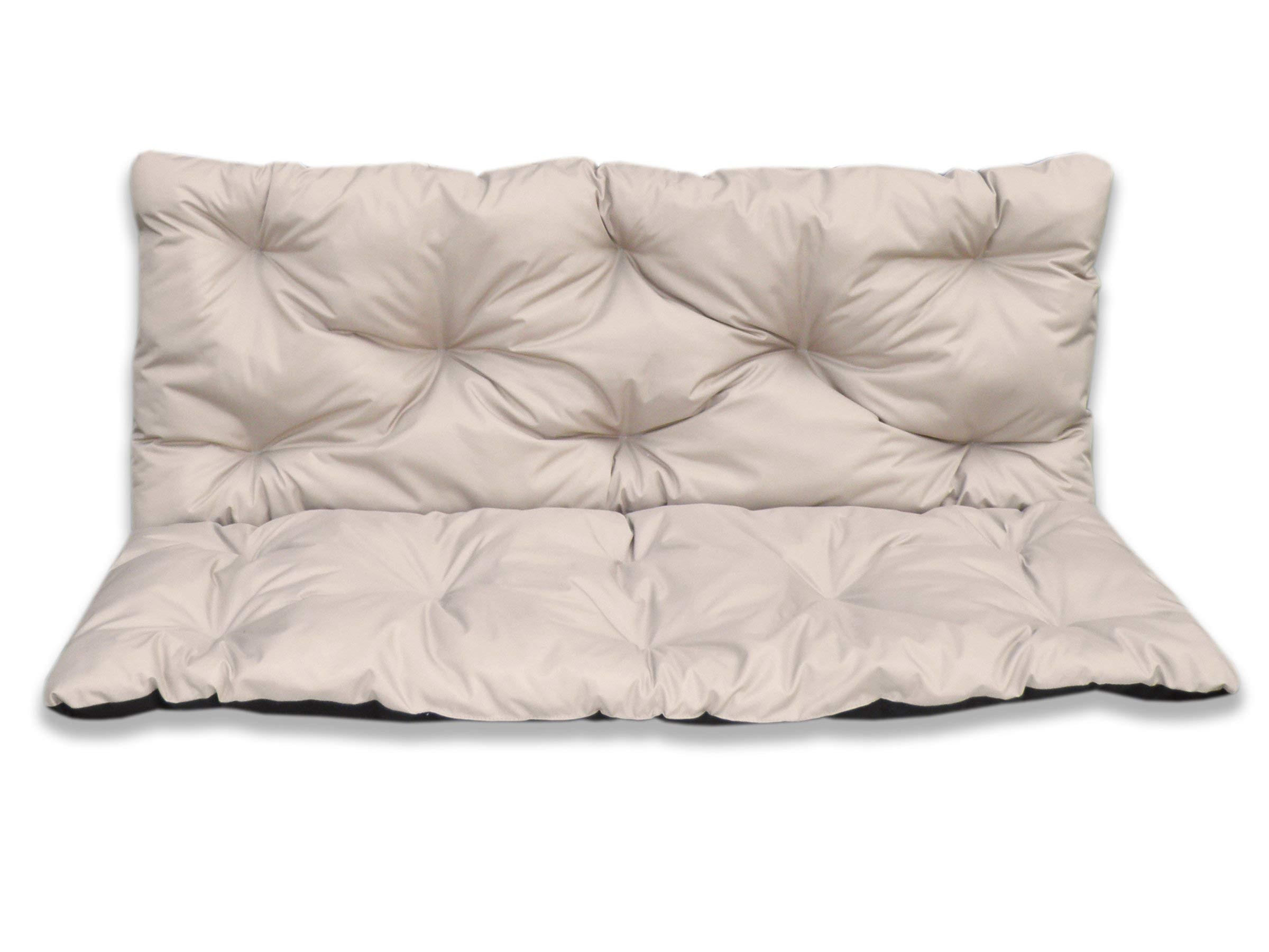 SITZKISSEN mit Rückenteil für 2 Personen Bankauflage KOMPLETT (120x60x50 cm, Beige) - Beige, Naturmaterialien (120/50/60cm) - Best for Kids