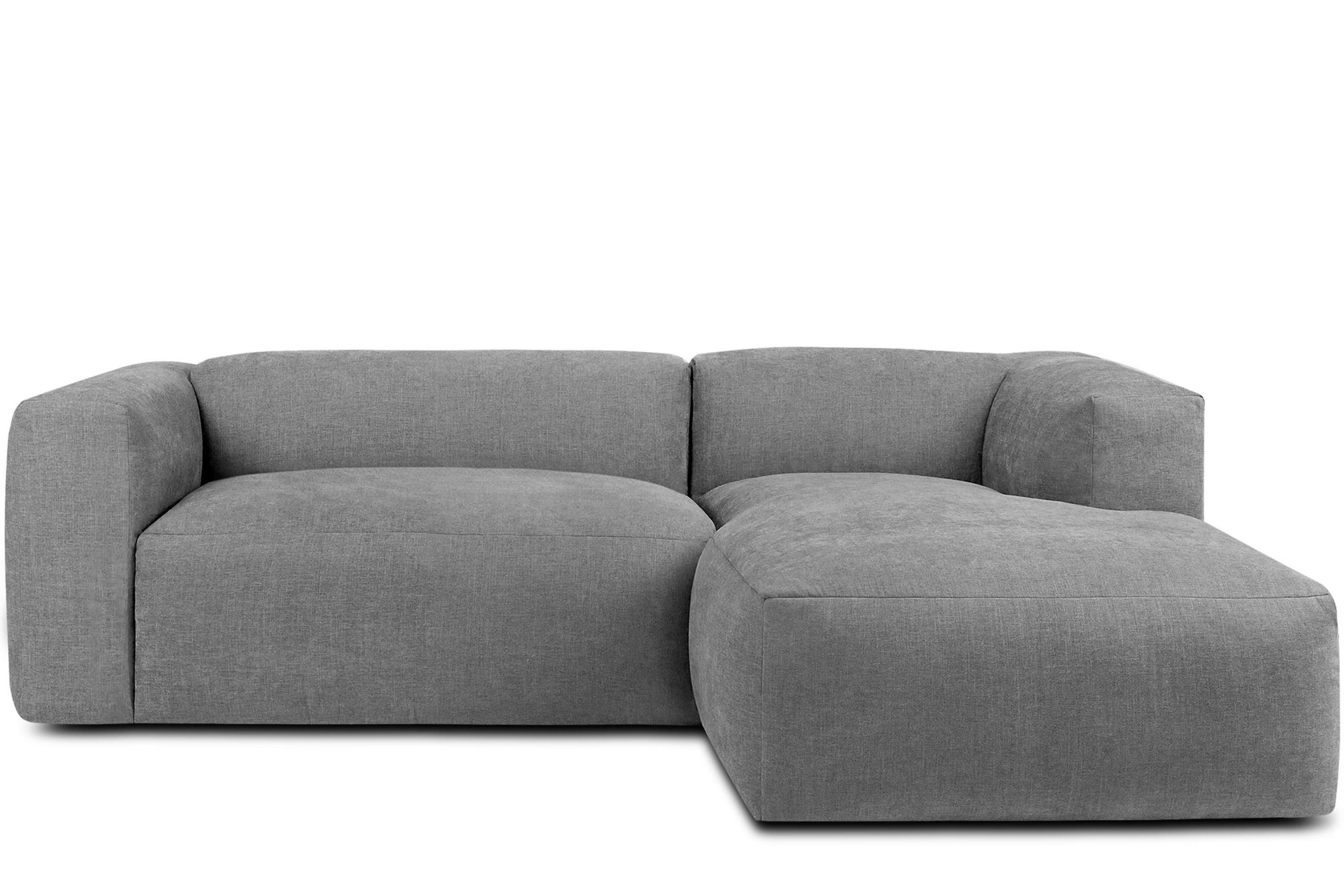 ECKMODULSOFA-RECHTS BUFFO 3/4 Sitzer mit extrem weicher Sitzfläche, Gewebestoff, hell aschfahl - Hellgrau, Textil (237/180cm) - KONSIMO®