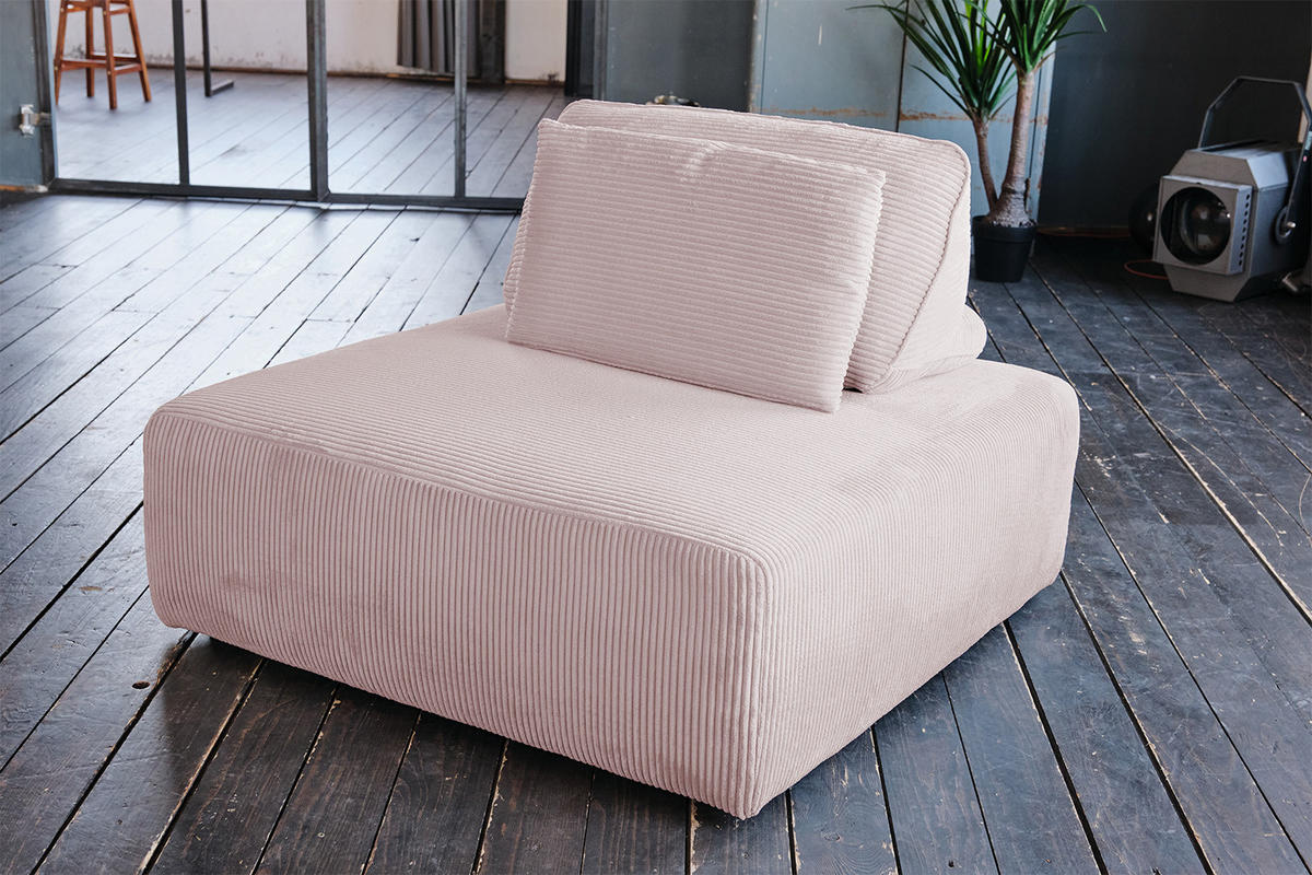 HOCKER MIT RÜCKENKISSEN WIOLO SOFT Pink Cord - Pink/Schwarz, Kunststoff/Textil (111/84/111cm) - KAWOLA