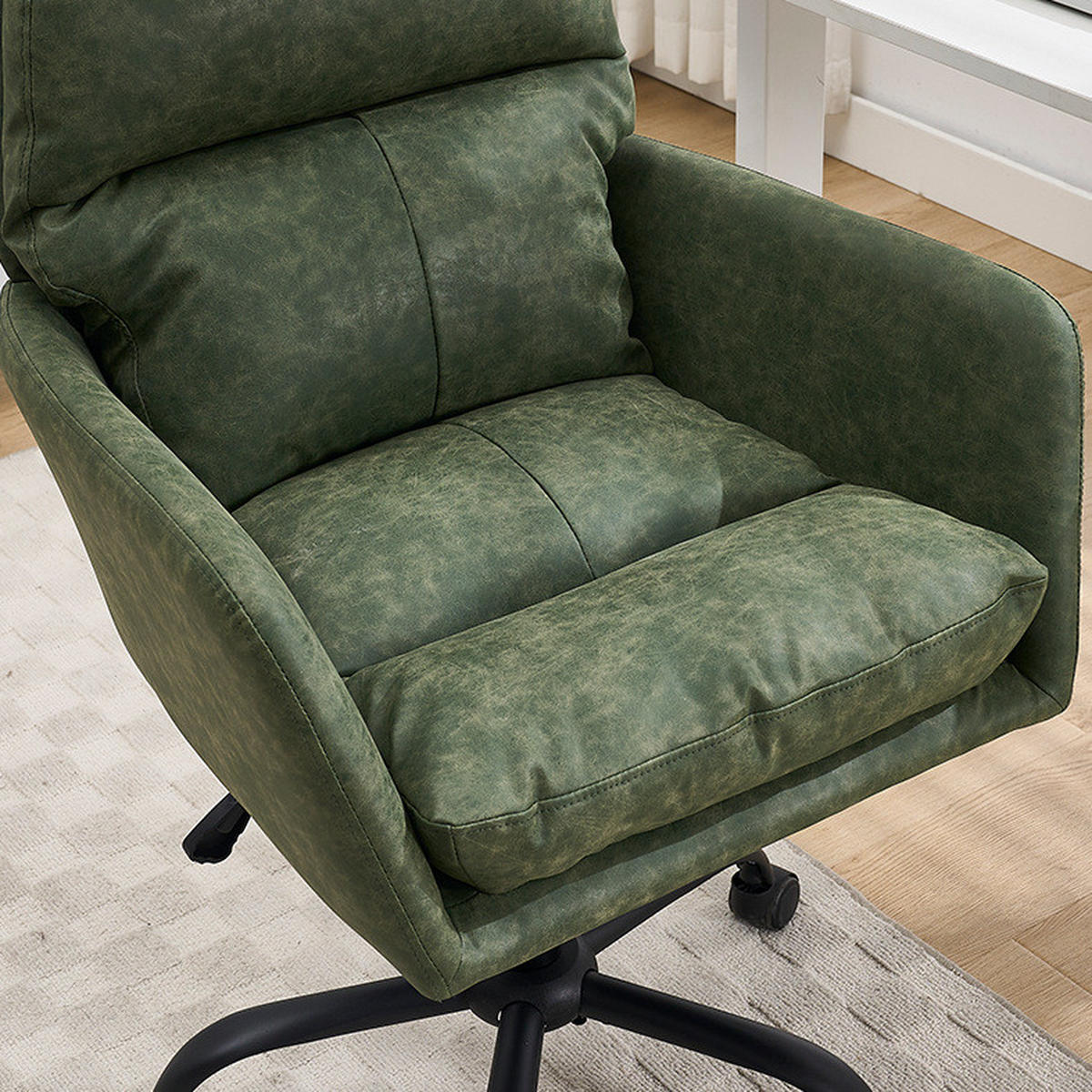 BÜROSTUHL höhenverstellbar PU Green - Grün, Kunststoff (60.5/102/71.58cm) - Meubliv