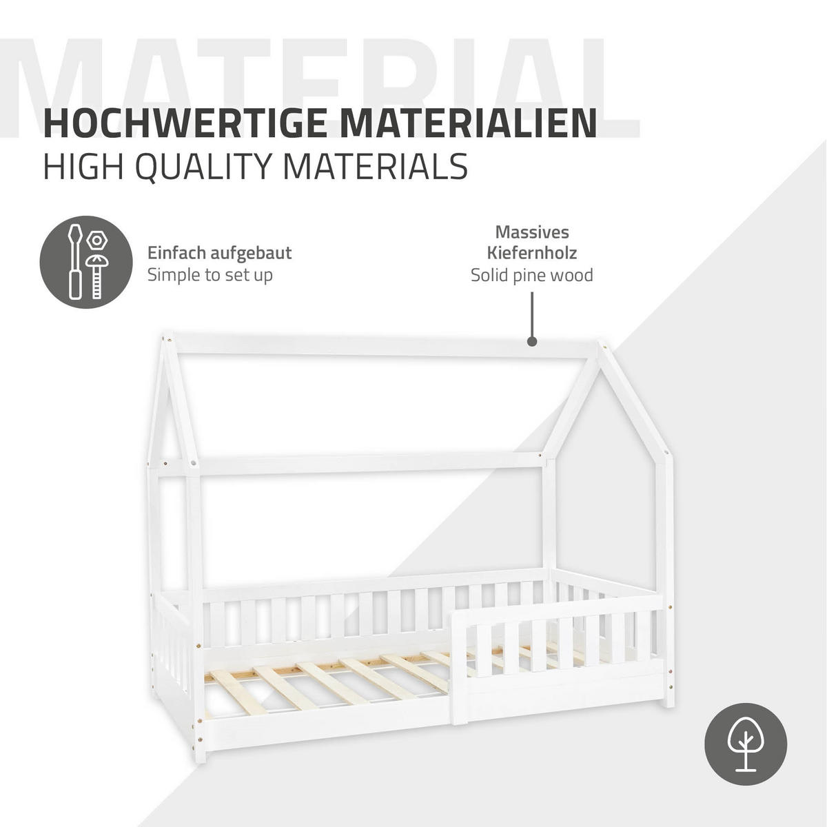 KINDERBETT mit Dach 80x160 cm Weiß - Weiß, Holz (80/160cm) - ML-DESIGN