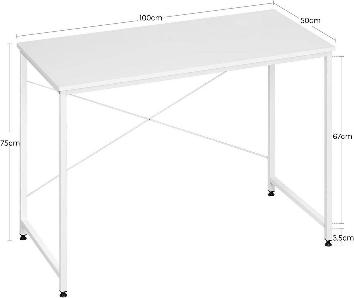 SCHREIBTISCH 100x50x75 cm, Weiß - Weiß, Holzwerkstoff/Metall (50/100/75cm) - Woltu