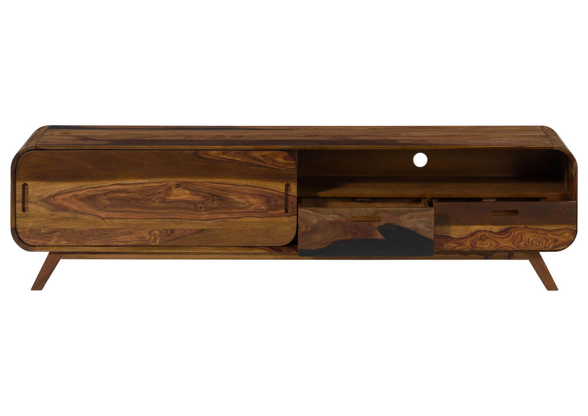 TV-BOARD Sheesham 192x40x48 dunkelbraun lackiert MAILAND #229 - Dunkelbraun, Holz (192/48/40cm) - Massivmoebel24