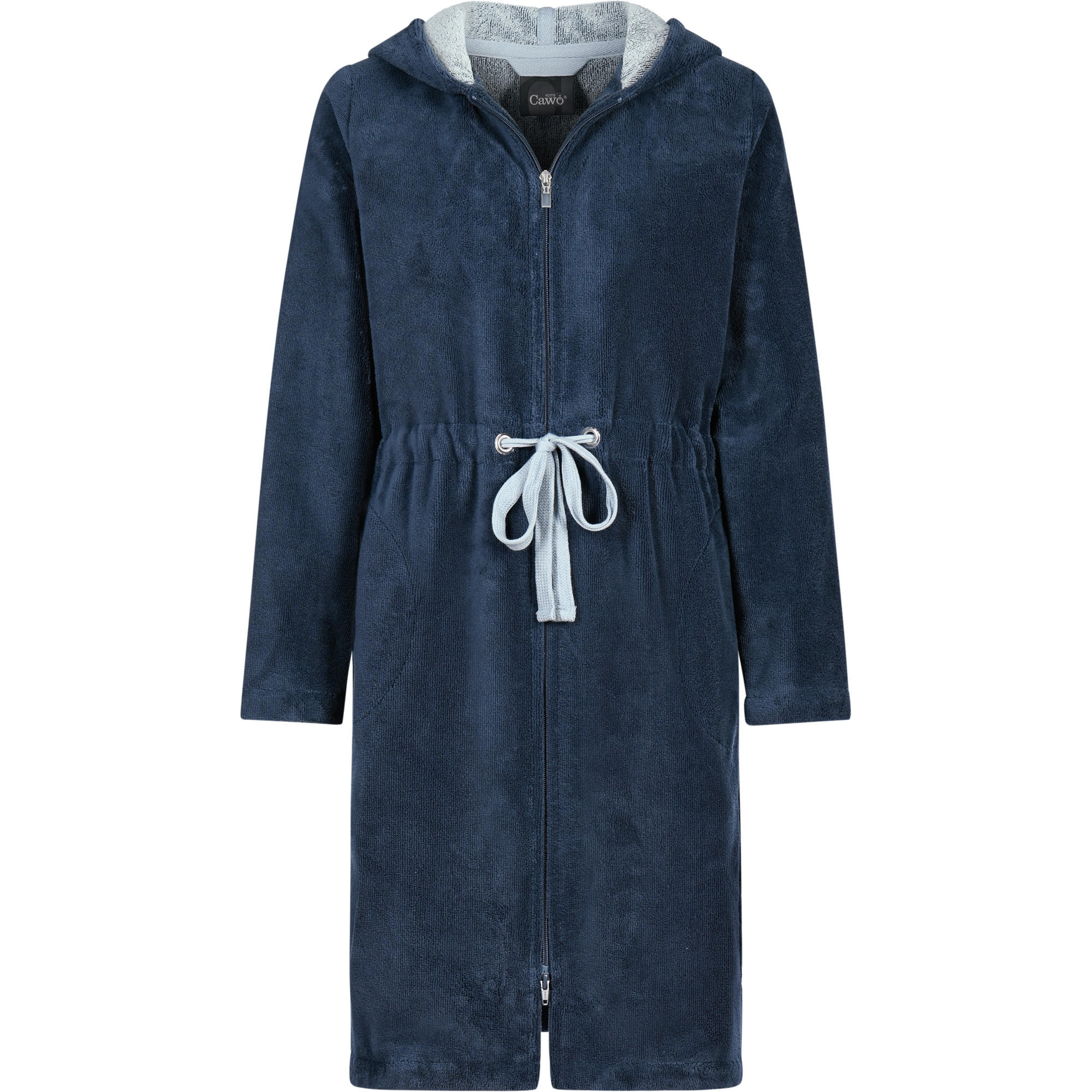 BADEMÄNTEL DAMEN KURZMANTEL MIT KAPUZE CAWÖ HOME 822 SEA - 10 - Blau, Textil (Snull) - Cawoe
