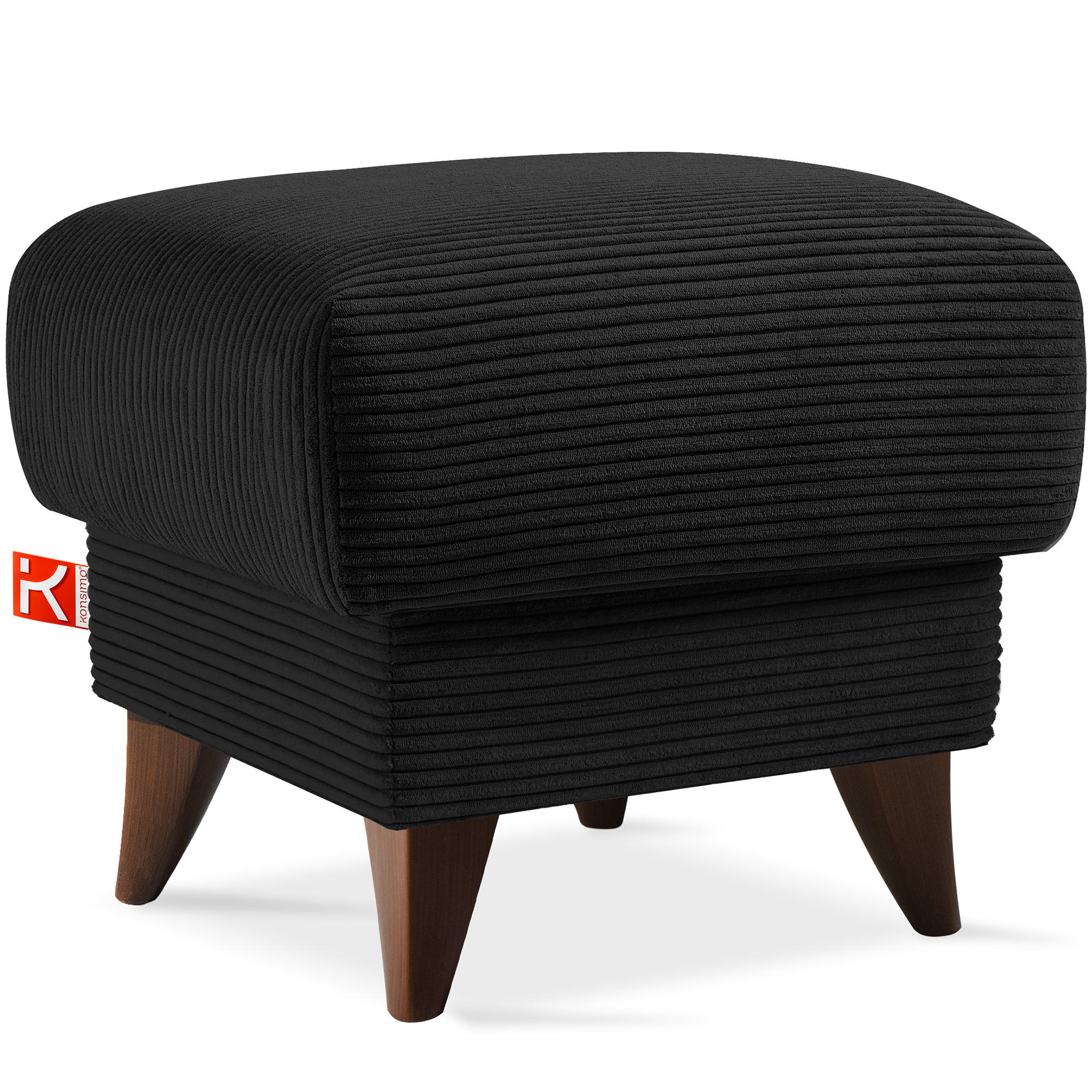 FUẞSTÜTZE GUSTAVO II, Schwarz - Schwarz/Braun, Holz/Holzwerkstoff (53/49/53cm) - KONSIMO®