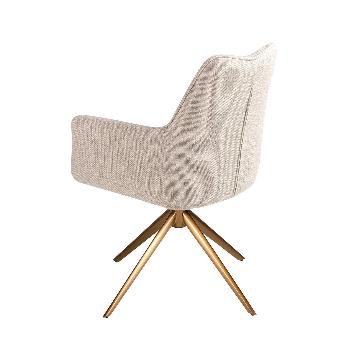 STUHL Drehstuhl aus cremefarbenem Stoff 61/63/85 cm - Ecru/Messingfarben, Textil/Metall (61/85/63cm) - ANGEL CERDA
