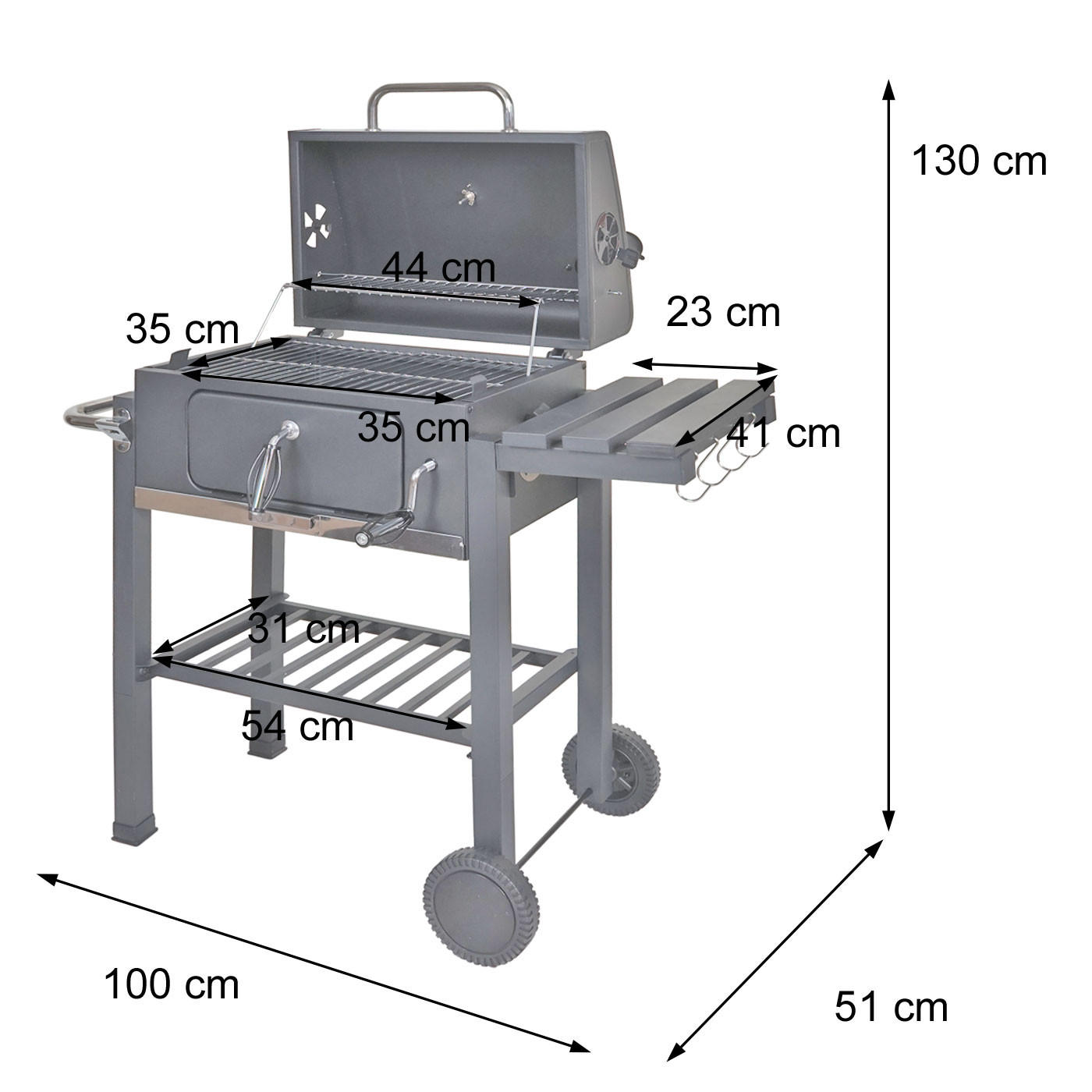 GRILLWAGEN Schwarz - Schwarz, Metall (100/110/51cm) - MCW