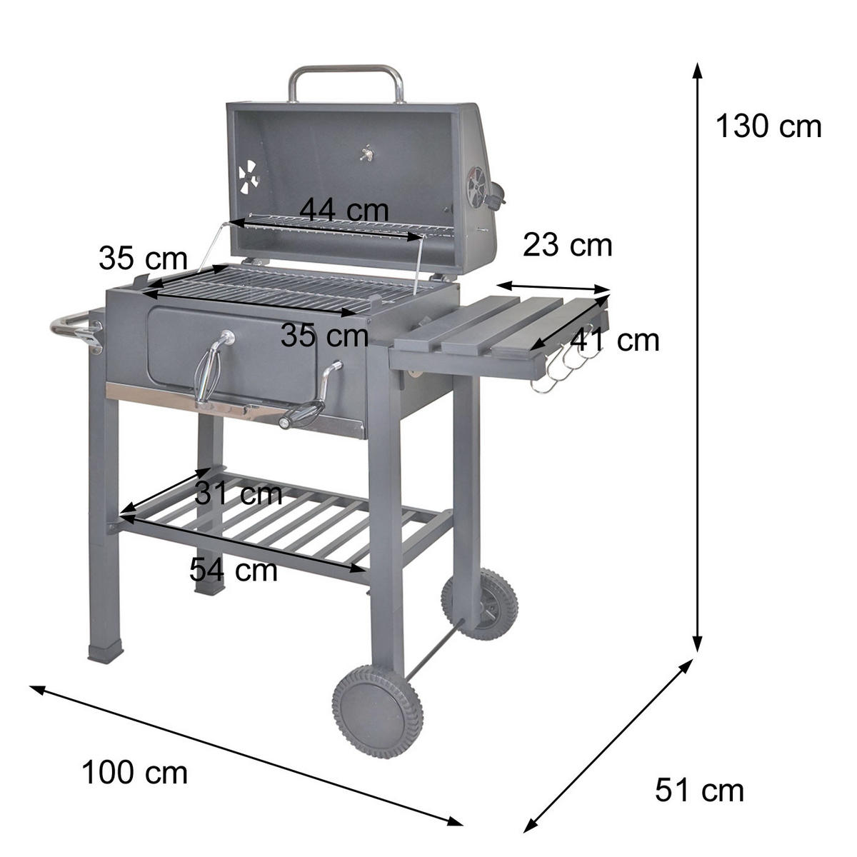 GRILLWAGEN Schwarz - Schwarz, Metall (100/110/51cm) - MCW