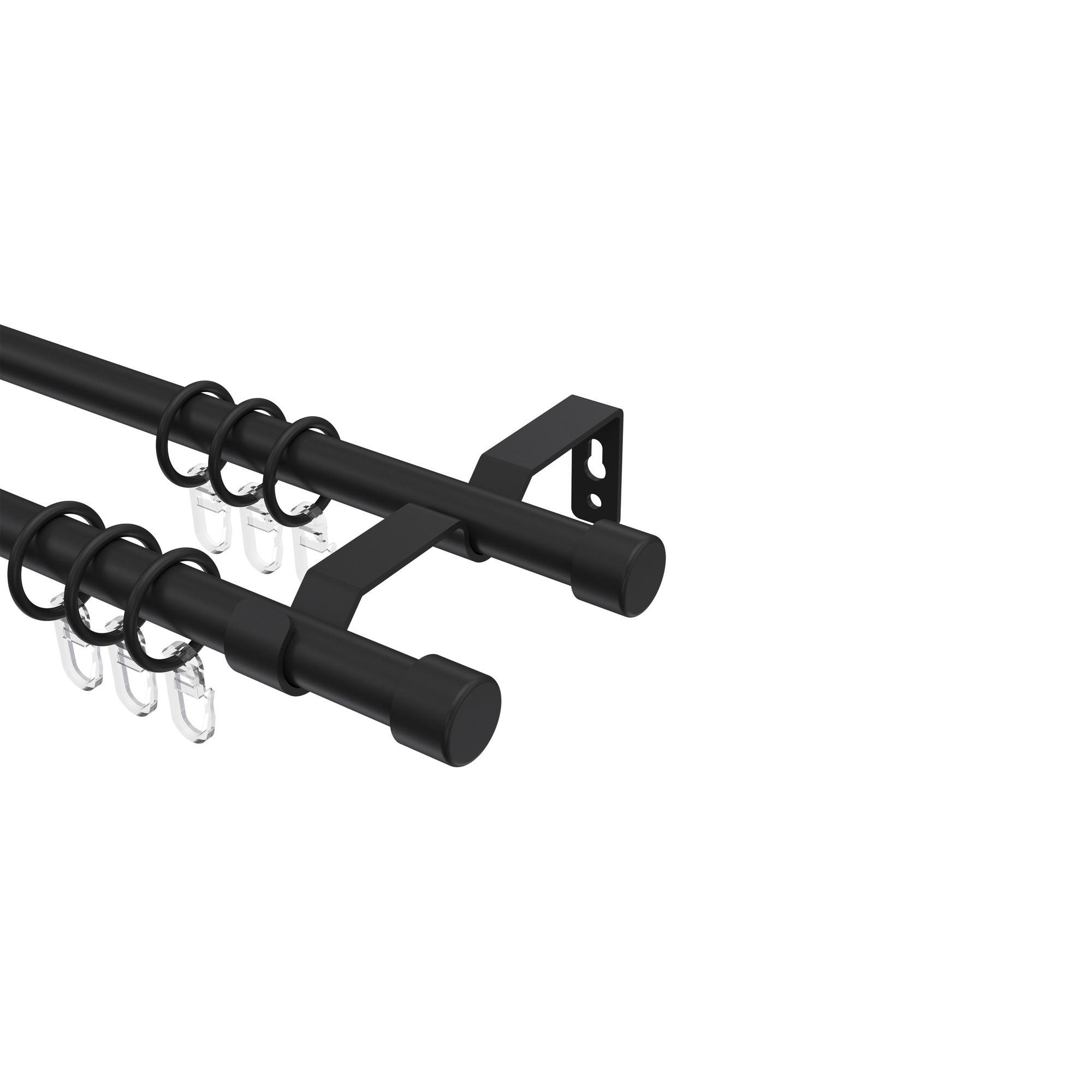 GARDINENSTANGE Olymp Lucan 420 cm (geteilt in 3 x 140 cm), 2-läufig, 16 mm Ø Schwarz - Schwarz, Metall (420cm) - INTERDECO