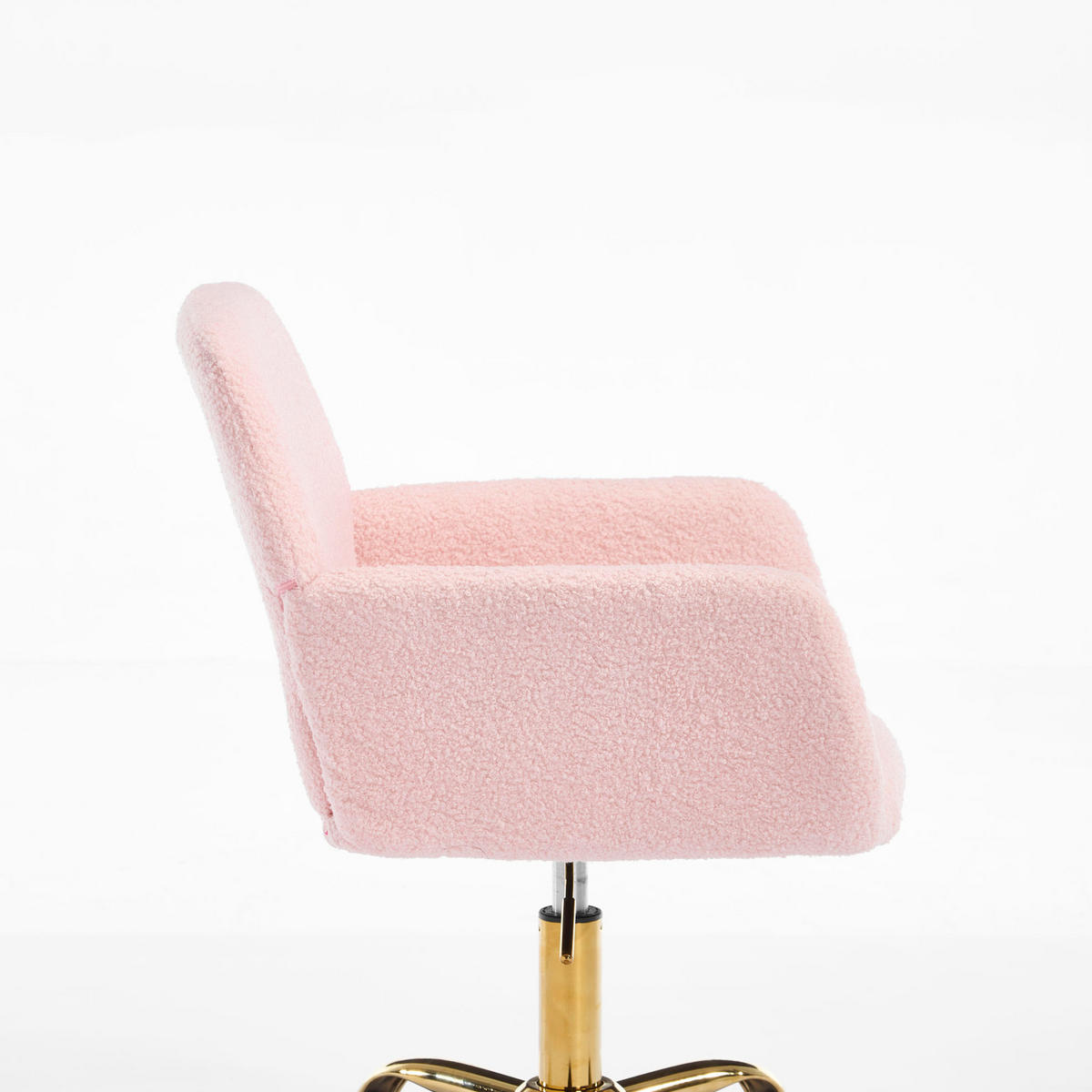BÜROSTUHL in Hellrosa 53x53x55 cm mit Kunstpelzbezug, höhenverstellbar und drehbar - Pink, Kunststoff (53/55/53cm) - IVMEU