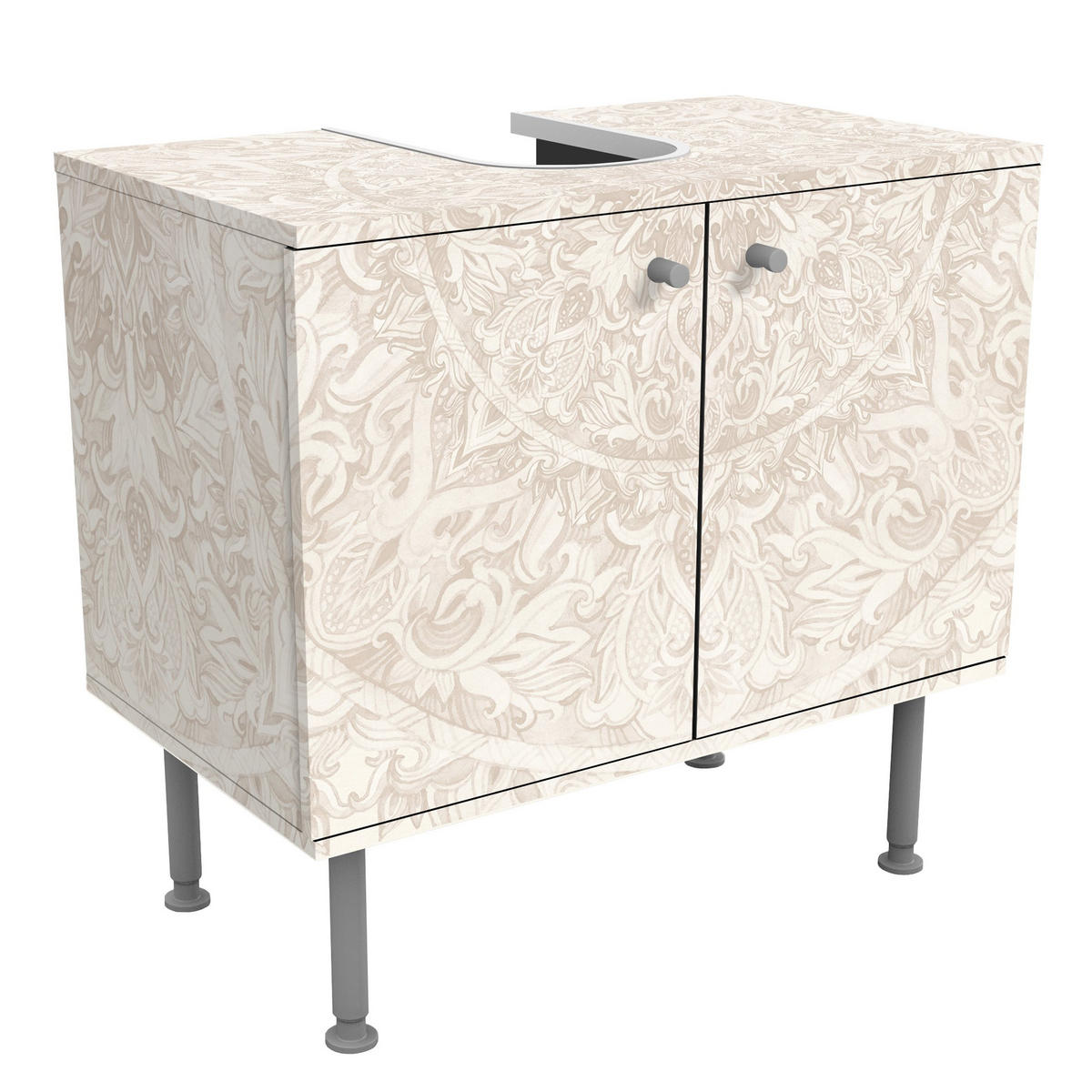 WASCHBECKENUNTERSCHRANK Mandala Aquarell Muster Ornament beige 60/55/35 cm - Beige, Holzwerkstoff (60/55/35cm) - Bilderwelten