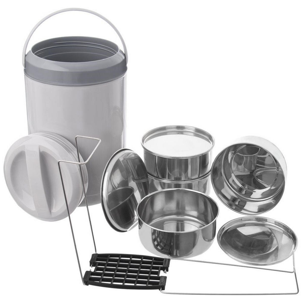 THERMOS-LUNCHBOX 4-stöckig 4 x 800 ml - Grau, Kunststoff (20/27/20cm) - Orion 