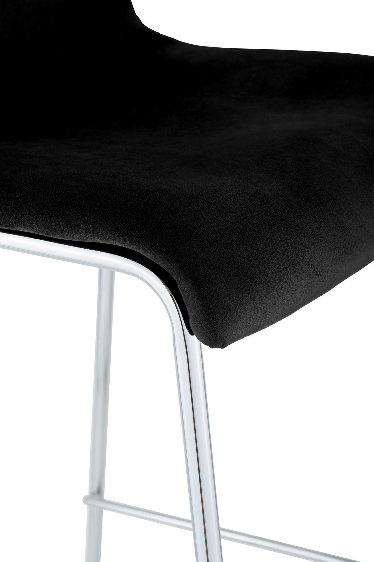 BARHOCKER Samt Schwarz - Chromfarben/Schwarz, Textil/Metall (43/100/48cm) - CLP